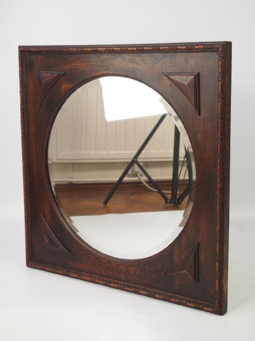 fig 1. Oval Mirror in Square Oak Frame