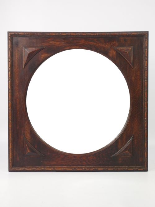 Oval Mirror in Square Oak Frame
