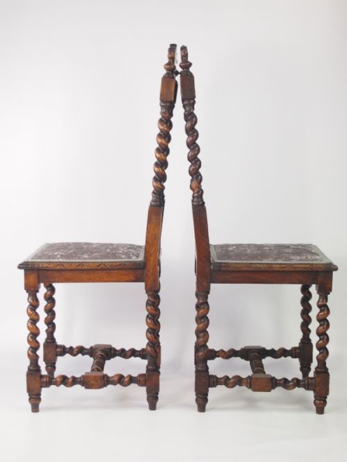 fig 1. Pair of Antique Victorian Gothic Oak Chairs