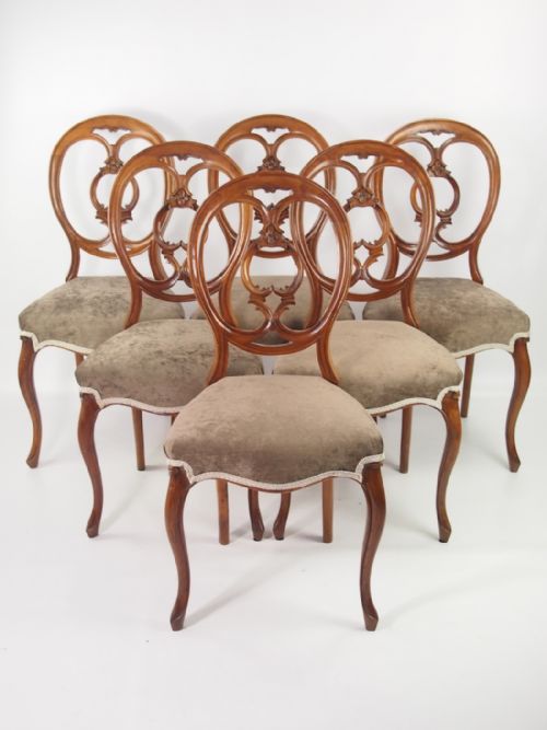 Set 6 Victorian Balloon Back Chairs