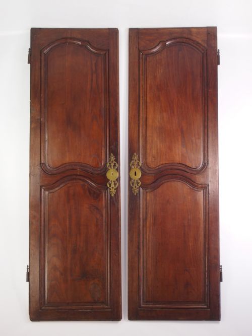 Large Pair Antique French Oak Cupboard Doors