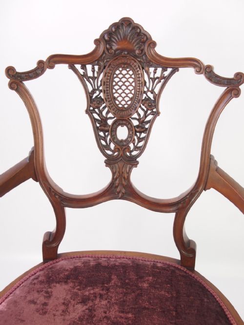 fig 1. Victorian Carved Mahogany Open Armchair