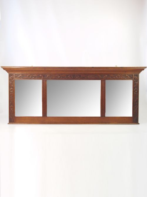 Large Arts & Crafts Oak Overmantle Mirror