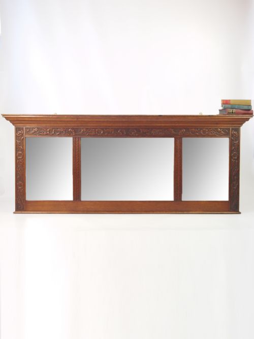 fig 1. Large Arts & Crafts Oak Overmantle Mirror