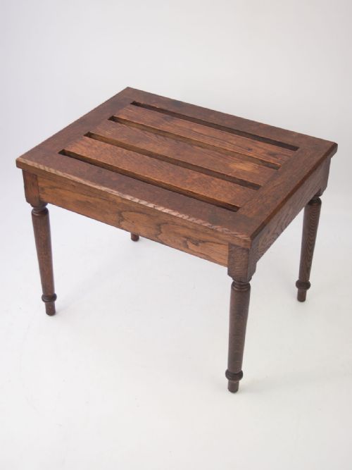 Edwardian Oak Luggage Rack with Makers Stamp