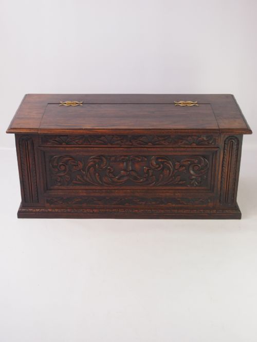 Edwardian Carved Oak Coffer