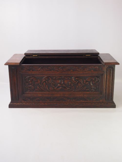 fig 1. Edwardian Carved Oak Coffer