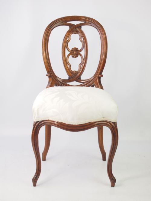 fig 1. Antique French Walnut Balloon Back Chair