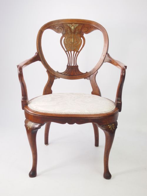 fig 1. Victorian Rosewood & Inlaid Open Armchair