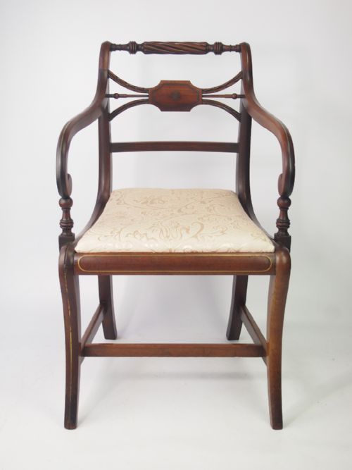Regency Mahogany & Brass Inlaid Trafalgar Armchair
