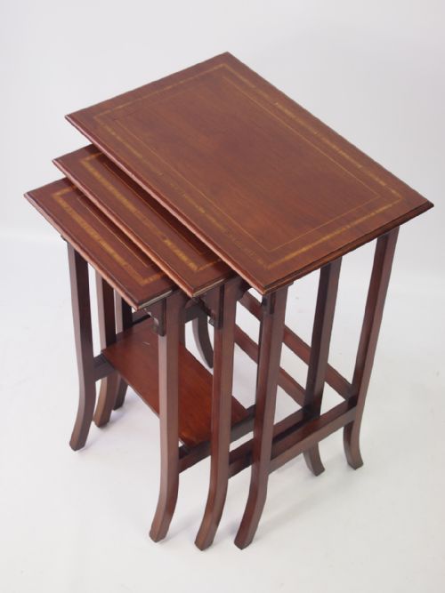 Small Edwardian Inlaid Mahogany Nest of Tables