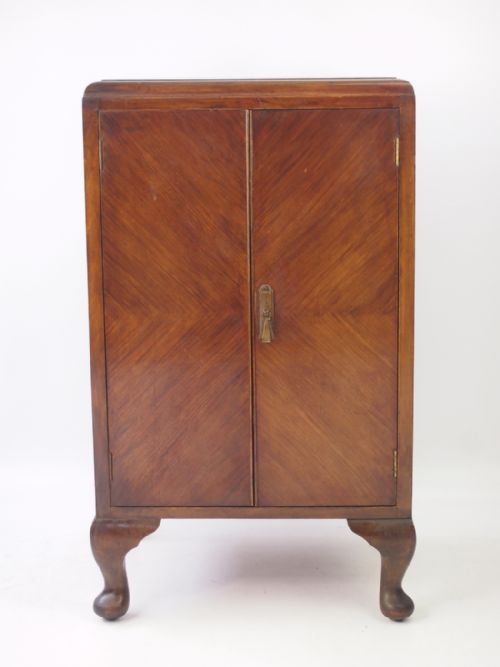 Small Art Deco Walnut Music Cabinet