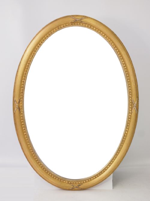 Large Edwardian Oval Gilt Framed Mirror