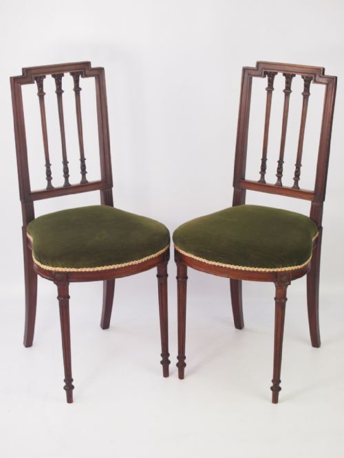 Pair of Small Antique French Mahogany Chairs