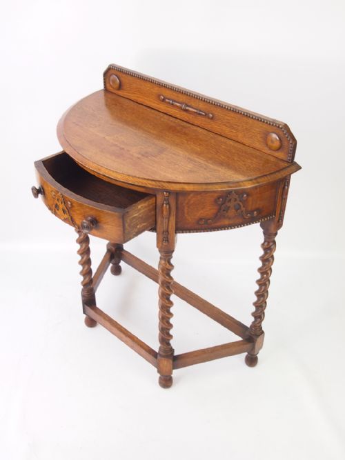 fig 1. Small Edwardian Oak Demi-Lune Hall Table