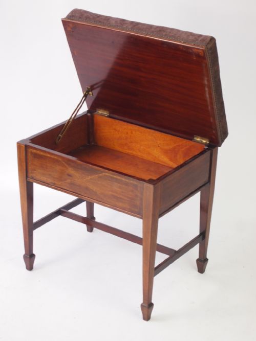 fig 1. Edwardian Mahogany & Inlaid Piano Stool
