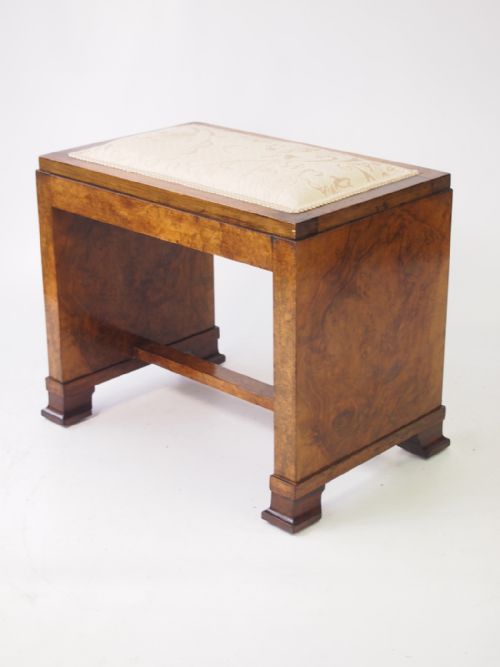 Art Deco Burr Walnut Dressing Table Stool