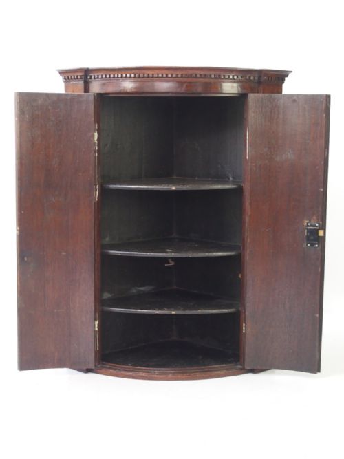 fig 1. Georgian Oak Bow Front Corner Cupboard