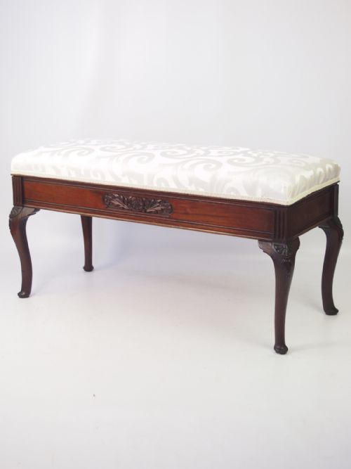 Long Edwardian Mahogany Duet Piano Stool