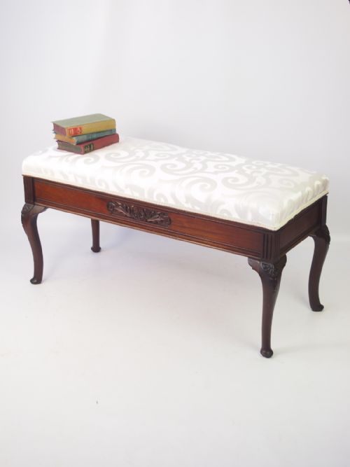fig 1. Long Edwardian Mahogany Duet Piano Stool