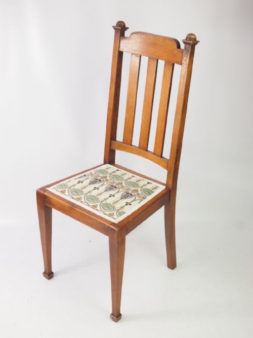 fig 1. Set 4 Edwardian Arts & Crafts Walnut Dining Chairs