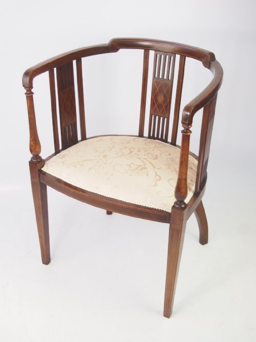 fig 1. Edwardian Mahogany & Inlaid Tub Chair