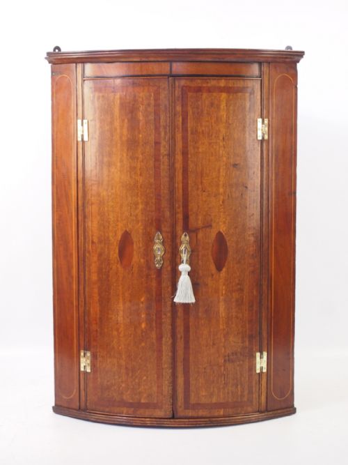 Georgian Oak Bow Front Corner Cupboard