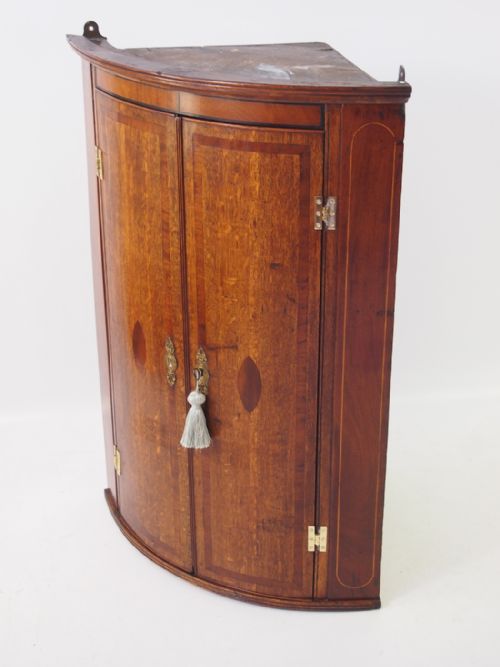 fig 1. Georgian Oak Bow Front Corner Cupboard