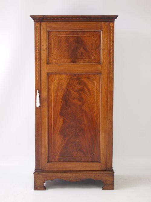 Tall & Slim Edwardian Inlaid Mahogany Cupboard