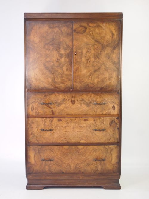 Art Deco Burr Walnut Tallboy