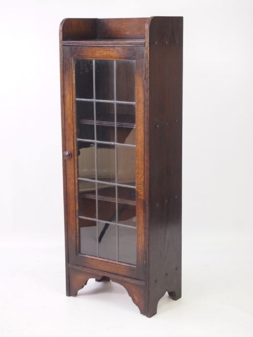 fig 1. Slim Edwardian Arts & Crafts Oak Bookcase