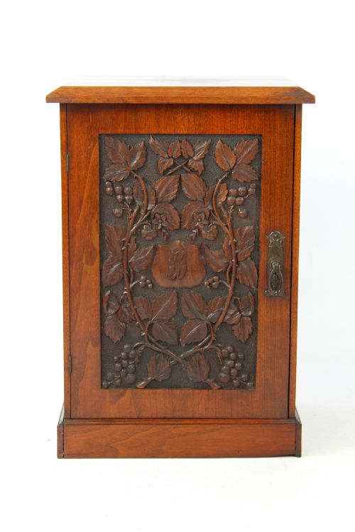 Edwardian Carved Walnut Arts & Crafts Cupboard