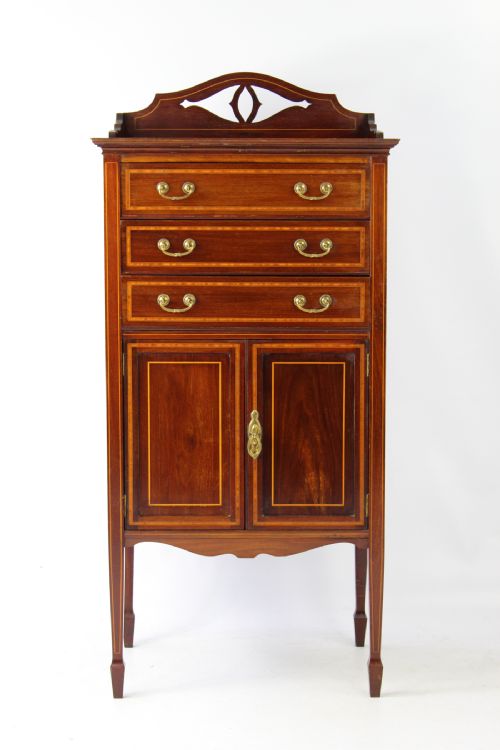 fig 1. Edwardian Mahogany & Inlaid Music Cabinet