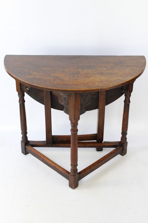 Edwardian Oak Demi-lune Hall Table