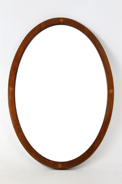 Edwardian Mahogany & Inlaid Oval Mirror