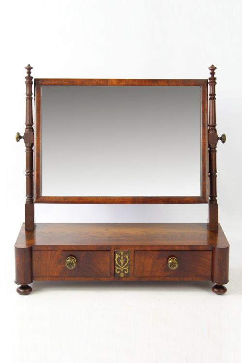 Regency Mahogany & Brass Inlaid Dressing Table Mirror