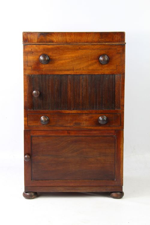 Georgian Mahogany Tambour Front Cabinet