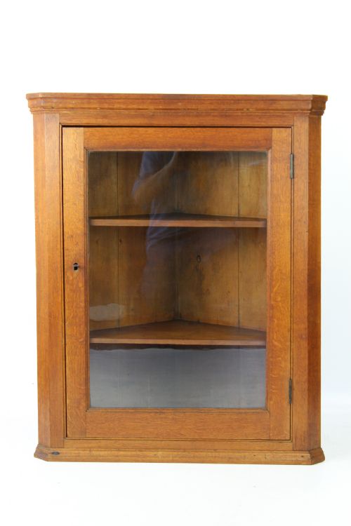 Victorian Oak Corner Cabinet with Glazed Door