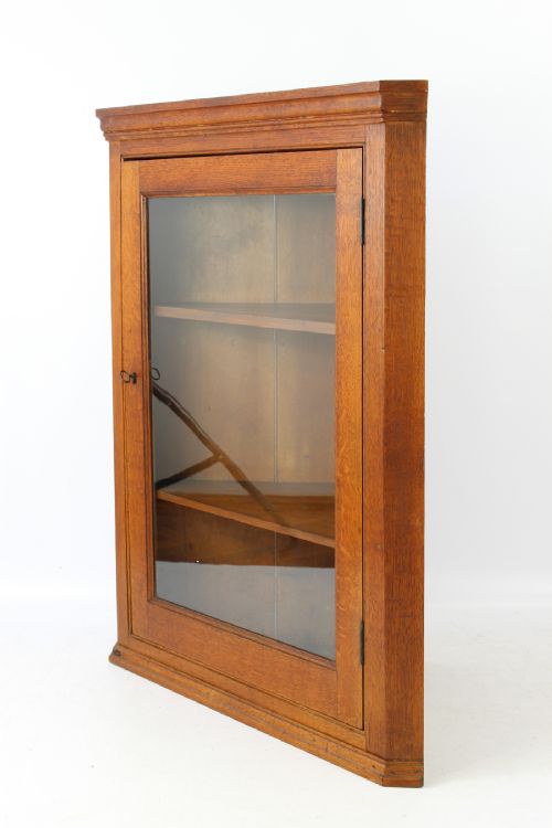 fig 1. Victorian Oak Corner Cabinet with Glazed Door
