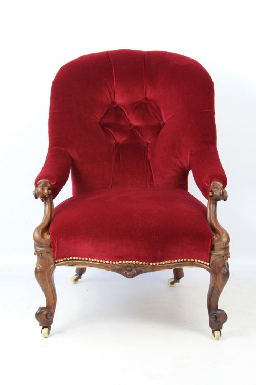 Small Victorian Rosewood Button Back Armchair