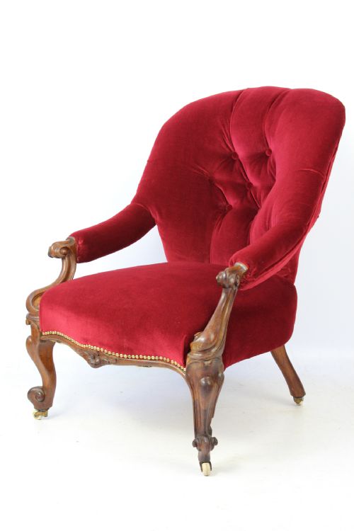 fig 1. Small Victorian Rosewood Button Back Armchair