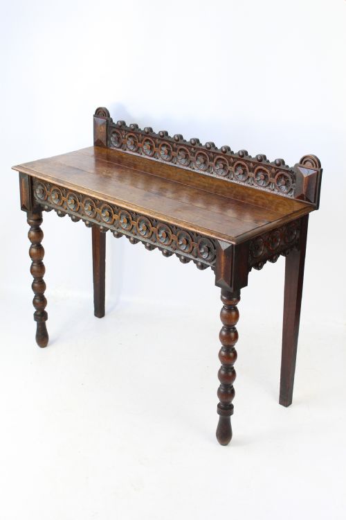 fig 1. Victorian Gothic Oak Hall Table