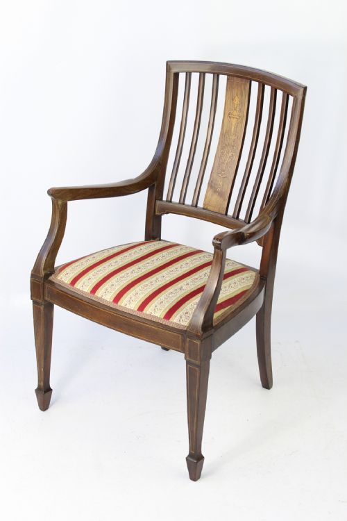 Small Victorian Inlaid Rosewood Dressing Table Chair