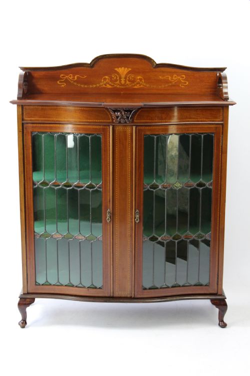 Edwardian Arts & Crafts Mahogany Inlaid Display Bookcase