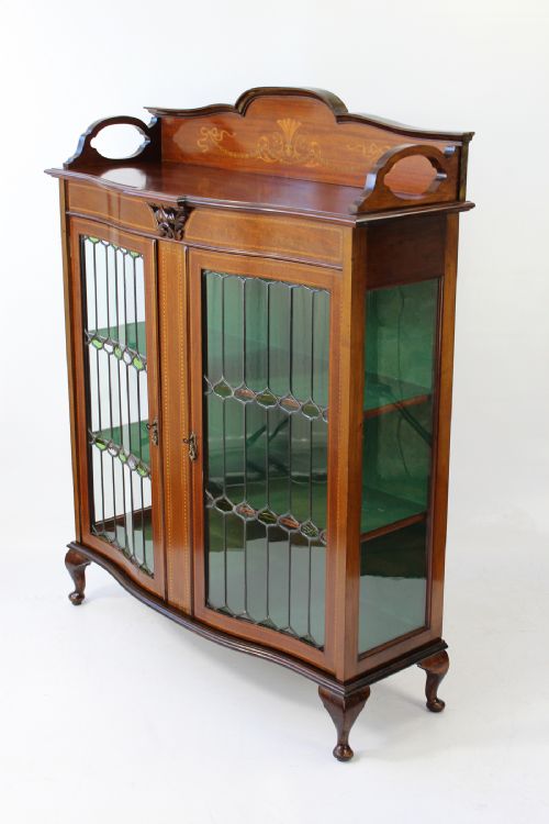 fig 1. Edwardian Arts & Crafts Mahogany Inlaid Display Bookcase