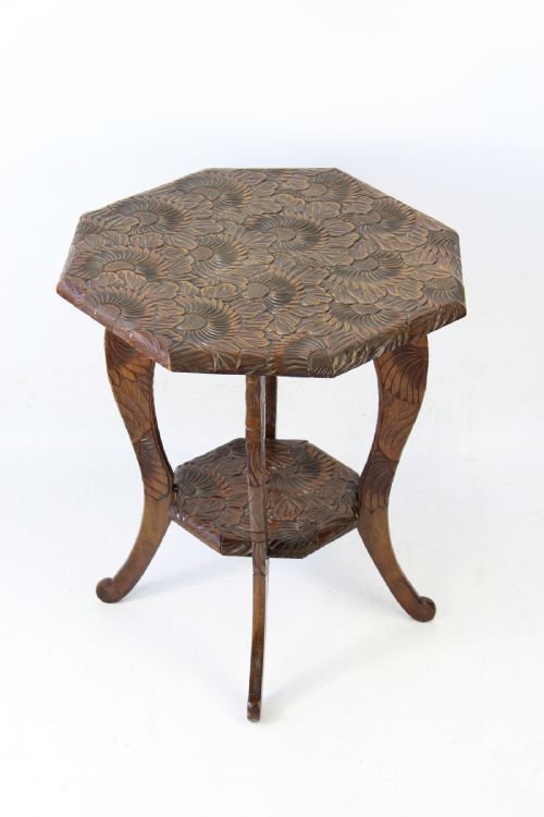 Antique Liberty & Co Carved Japanese Table