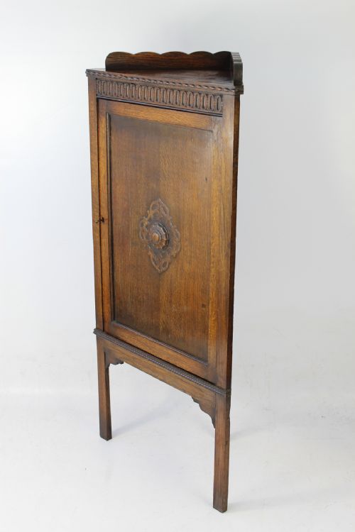 fig 1. Edwardian Floor Standing Oak Corner Cupboard