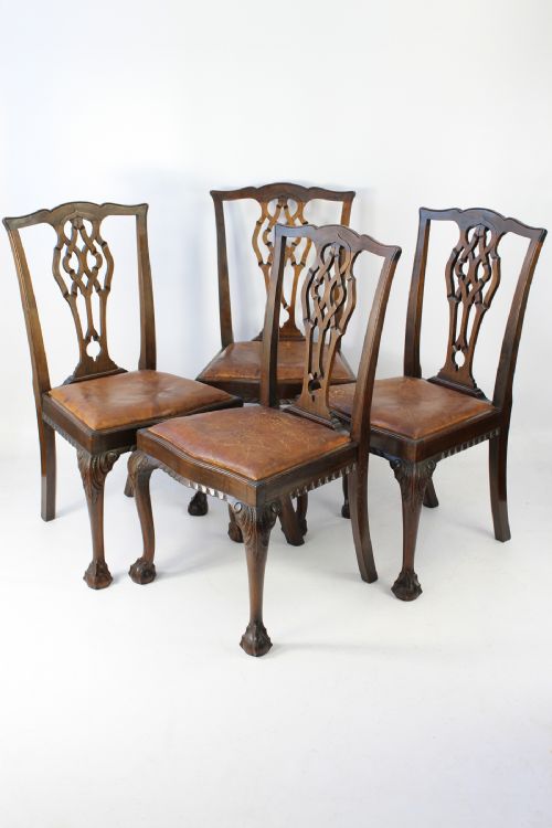 Set 4 Mahogany Chippendale Dining Chairs