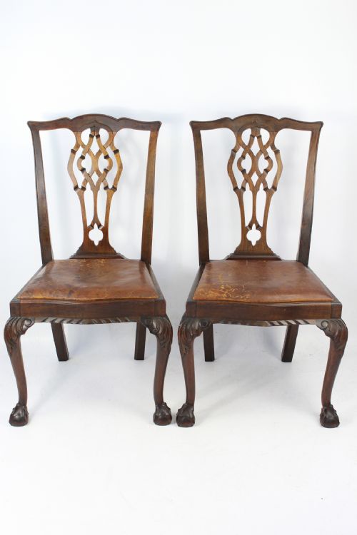 fig 1. Set 4 Mahogany Chippendale Dining Chairs