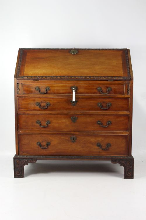 Small Georgian Carved Mahogany Bureau